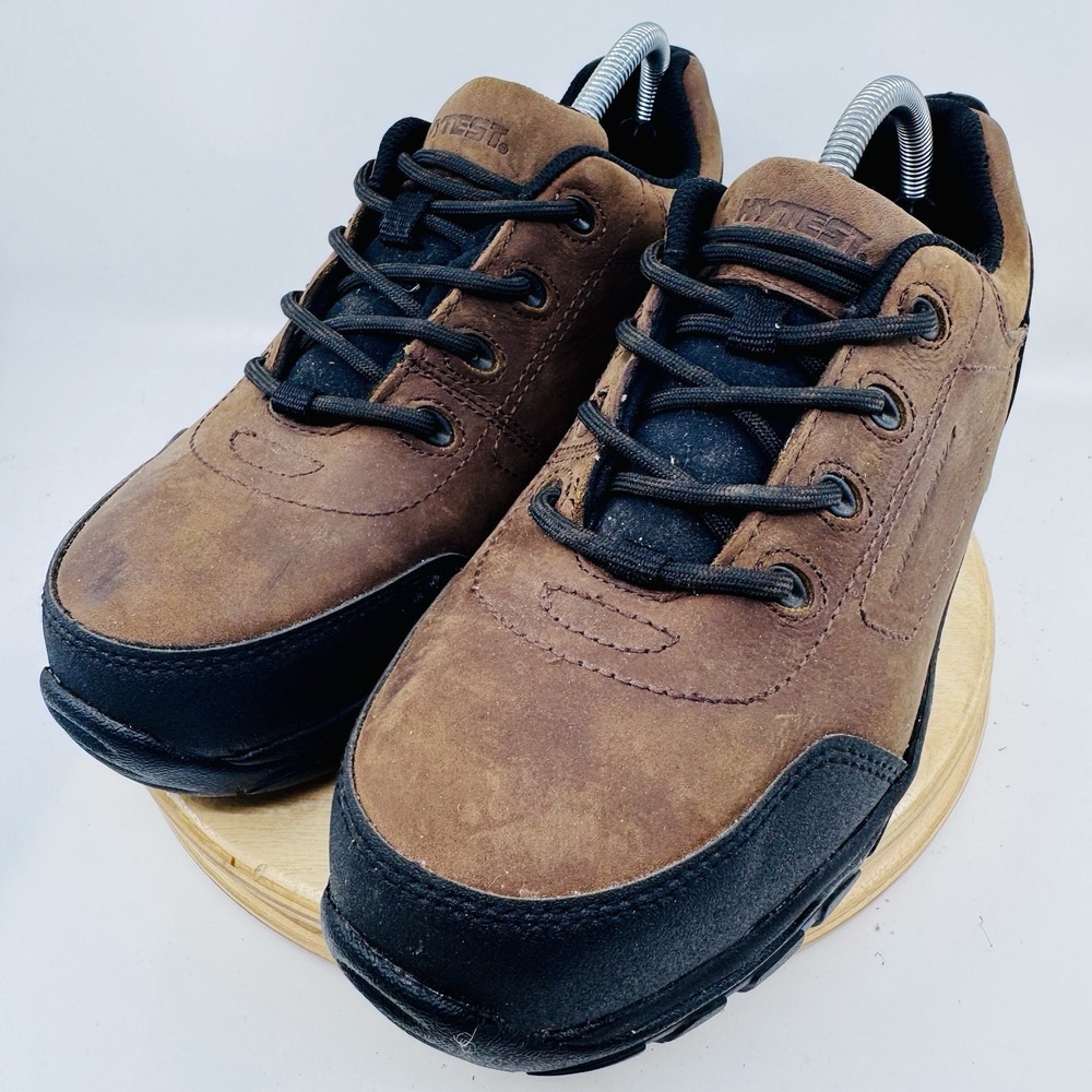 HyTest Avery Work Boots Men's 8.5 Steel Toe Waterproof Brown Leather Conductive